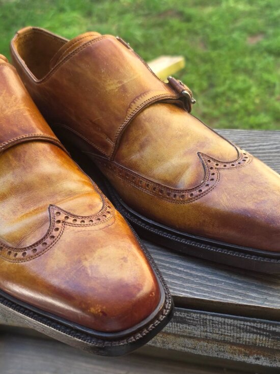 Magnanni 7-M Tan Double Monkstrap Wingtip Leather Mens Dress Shoes main image 6